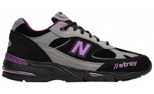 Black Purple New Balance Stray Rats x 991 Made in England Shoes Mens BC1242-378