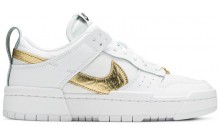 White Metal Gold Dunk Wmns Dunk Low Disrupt Shoes Mens IC1489-449