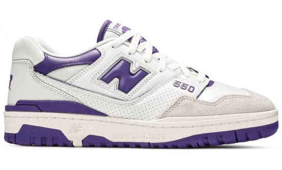 White Purple New Balance 550 Shoes Womens IS9413-399