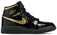Black Metal Gold Jordan 1 Retro High OG GS Shoes Mens KG0890-599