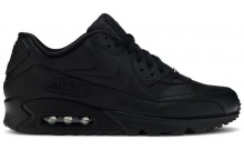 Black Nike Air Max 90 Leather Shoes Womens MI7573-808