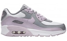 White Nike Air Max 90 Leather GS Shoes Womens NW6197-245